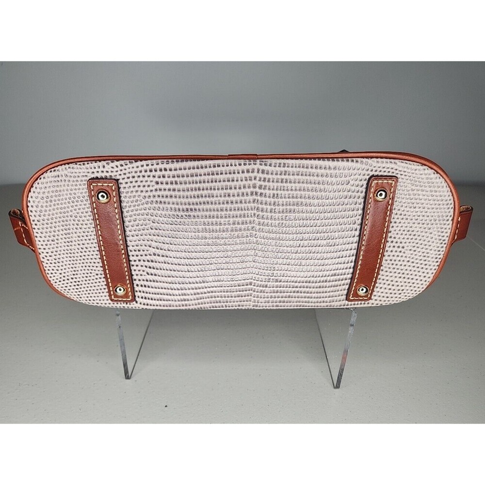 DOONEY & BOURKE ZIP ZIP SNAKE EMBOSSED LEATHER SATCHEL. GRAY/BROWN - Picture 6 of 11